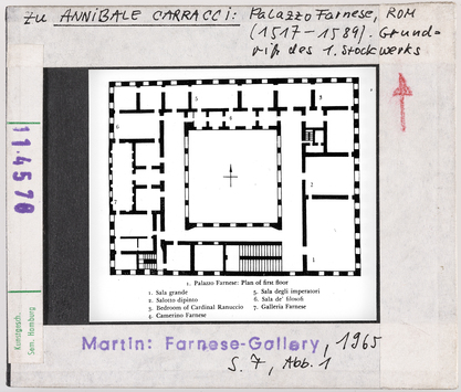 Vorschaubild Rom: zu Annibale Carraci: Palazzo Farnese, Grundriss 1. Stockwerk 